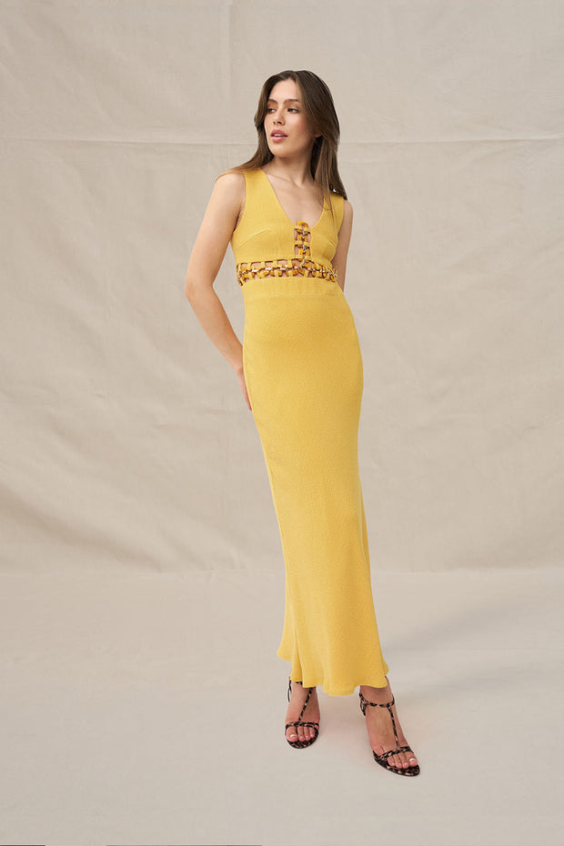 Leandra Link Ankle Dress - Mustard