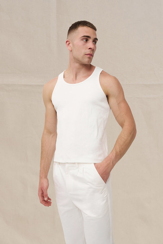 Dean Pleat Front Pant - Ivory