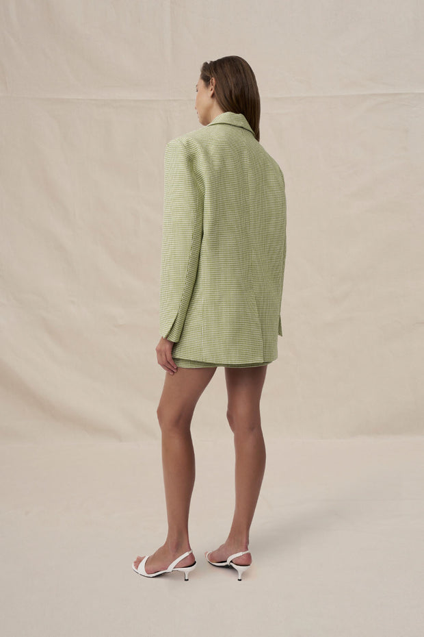 Telisa Oversized Tweed Blazer - Tweed Green