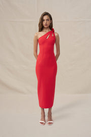 Chiara One Shoulder Midi Dress | Final Sale - Red