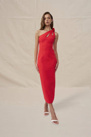 Chiara One Shoulder Midi Dress | Final Sale - Red