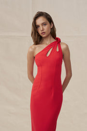 Chiara One Shoulder Midi Dress | Final Sale - Red