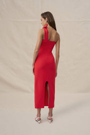 Chiara One Shoulder Midi Dress | Final Sale - Red