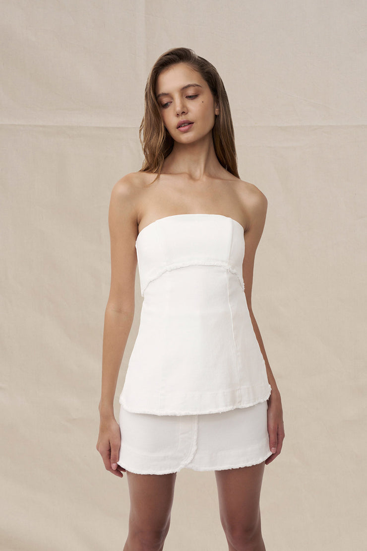 Ember Denim Mini Skirt | Final Sale - Ivory Denim