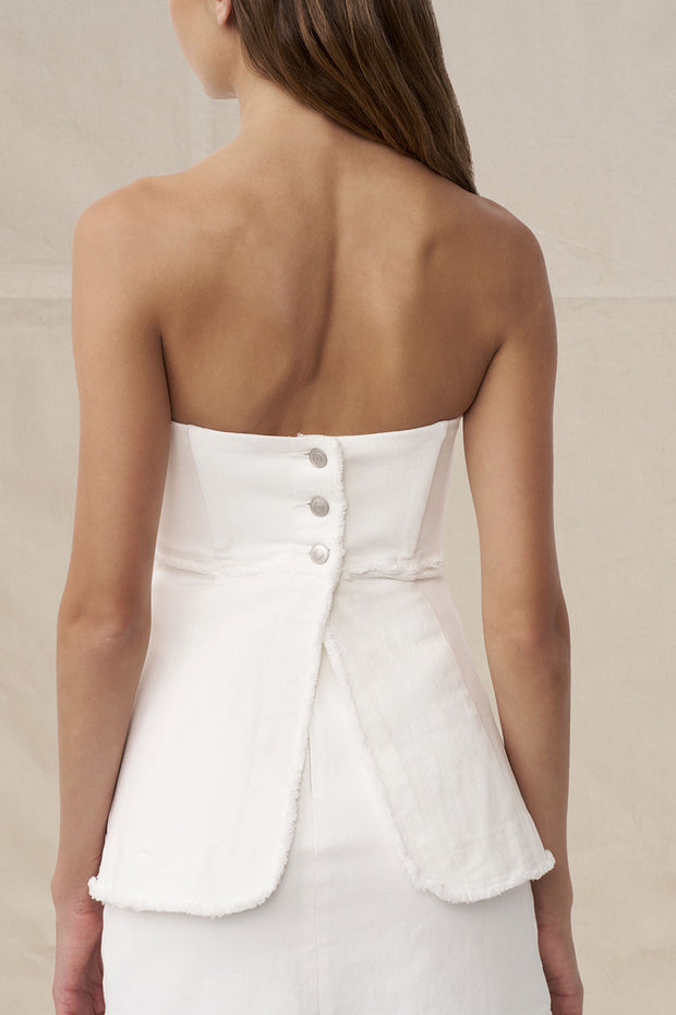 Ember Denim Bodice Top - Ivory Denim