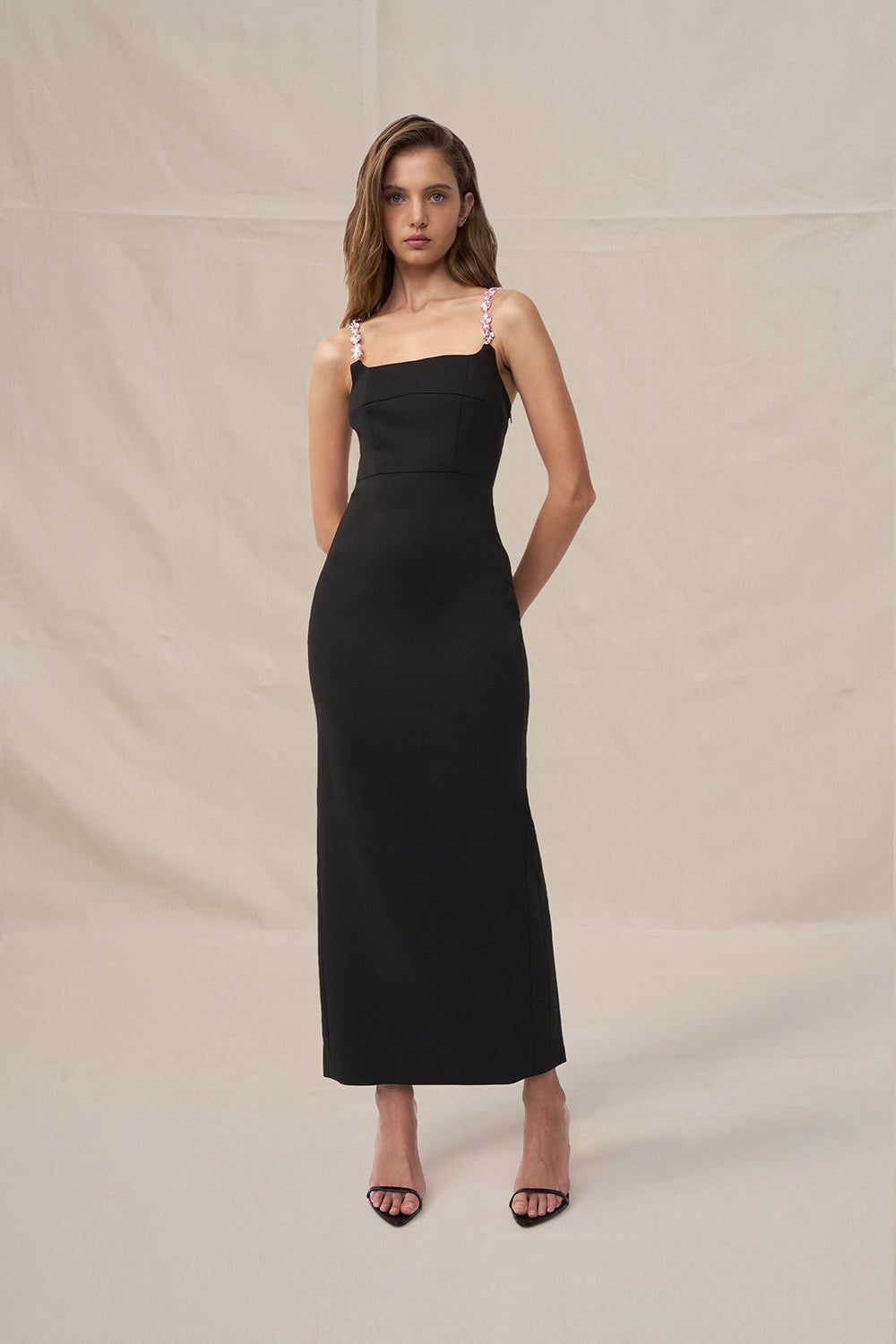 black ankle length dress Daria Size:S EURO details:Statement Back Detail Women Plus Size Square