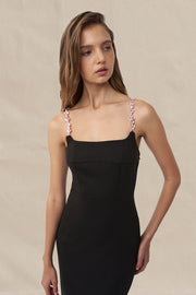 Daria Ankle Length Dress - Pink Black