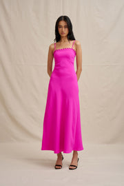 Denise Bias Midi Dress - Fushsia Pink