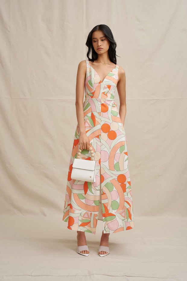 Bloomtide Maxi Dress - Multi Green Peach