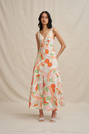 Bloomtide Maxi Dress - Multi Green Peach