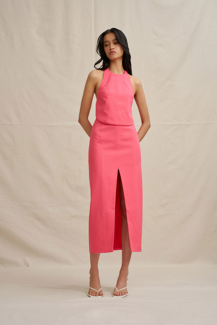 Chloe Midi Skirt - Coral Pink