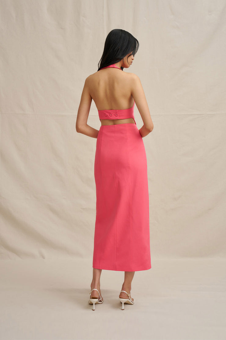 Chloe Midi Skirt - Coral Pink