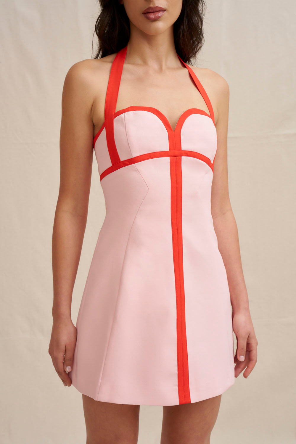by johnny pink mini dress Wisteria Halter Mini Dress