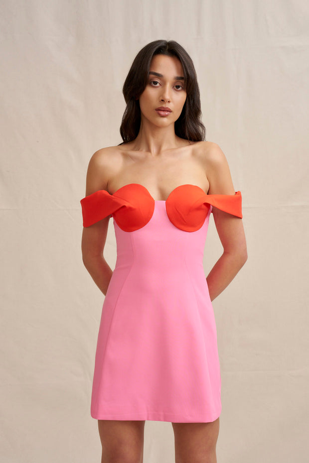 The Cleo Mini Dress - Red Pink