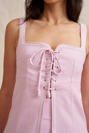 Paradise Lace Up Camisole - Ivory Lilac