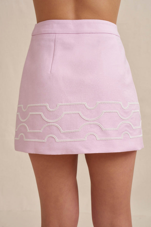Paradise Contrast Mini Skirt - Ivory Lilac