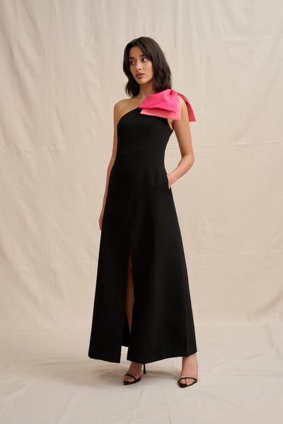 Black Tie Bow Gown - Pink Black