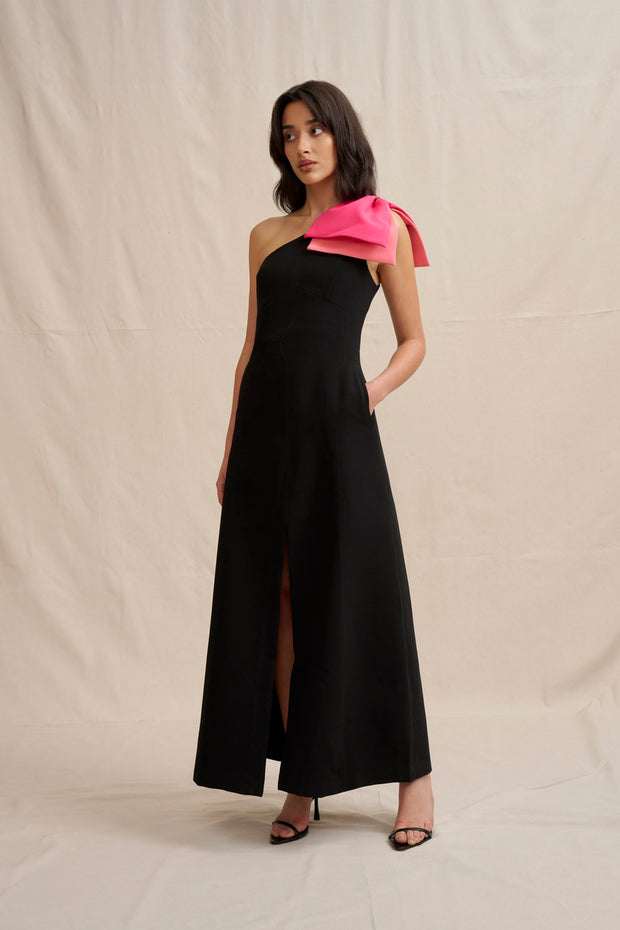 Black Tie Bow Gown - Pink Black