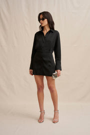 Margot Mini Shirt Dress - Black