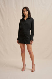 Margot Mini Shirt Dress - Black