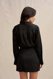 Margot Mini Shirt Dress - Black