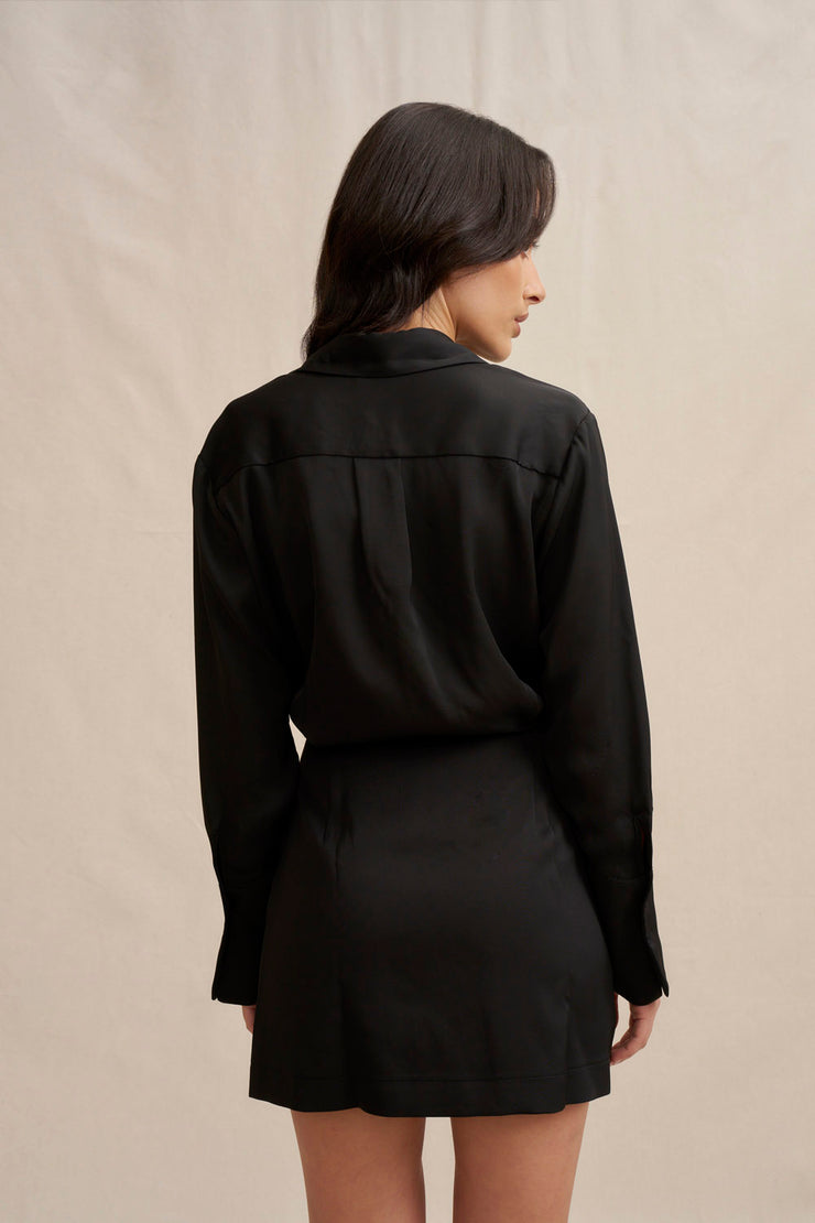 Margot Mini Shirt Dress - Black
