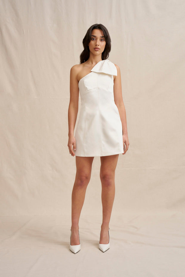 The Bow Mini Dress - Ivory