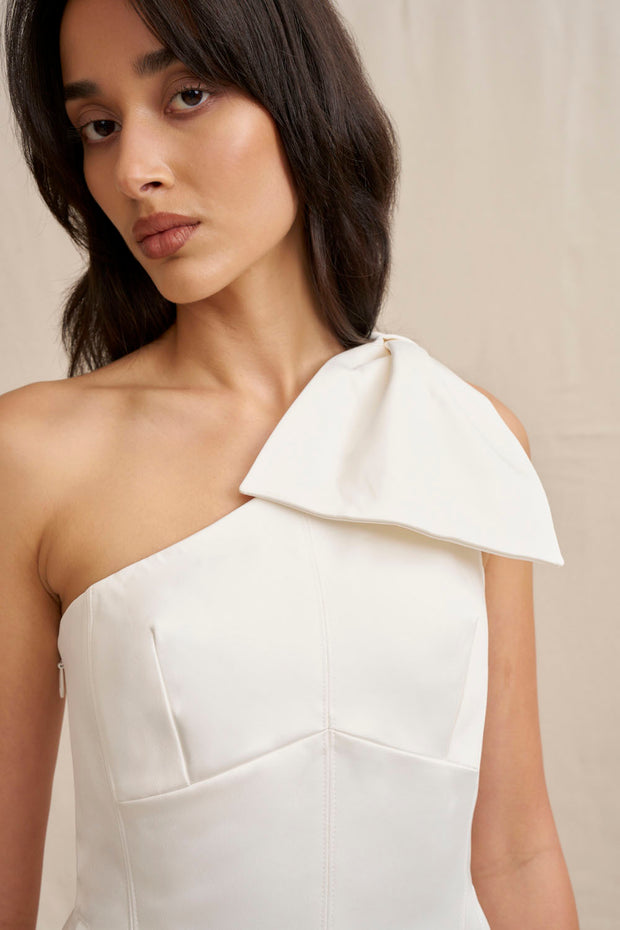 The Bow Mini Dress - Ivory