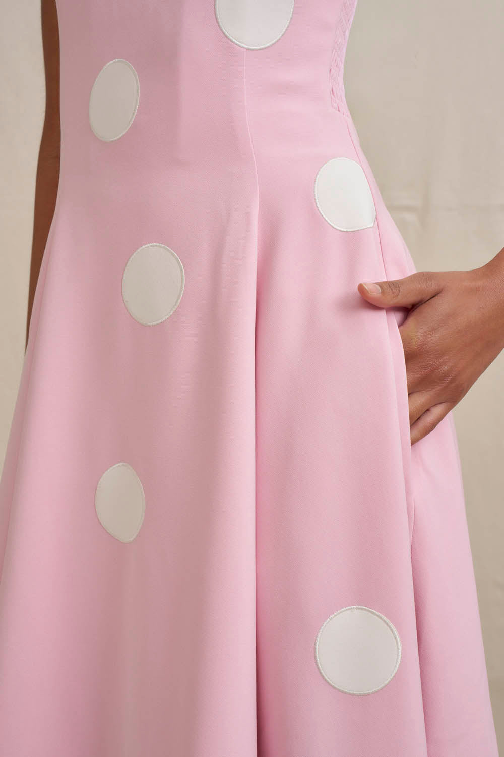 white dress with pink polka dots Vivienne Polka Dress