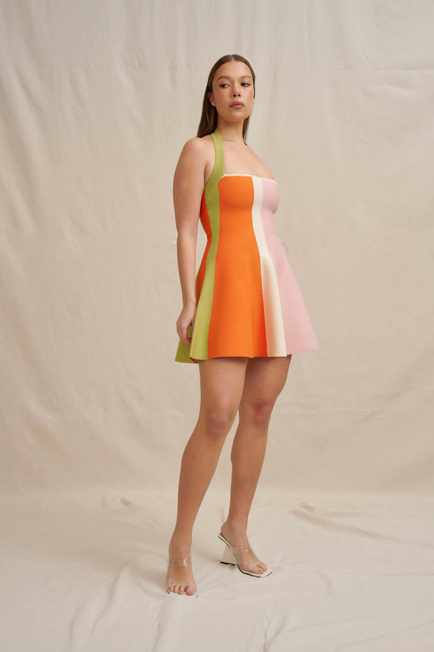 Melon Knit Dress - Green Pink Red Multi