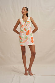 Bloomtide Mini Dress - Multi Green Peach