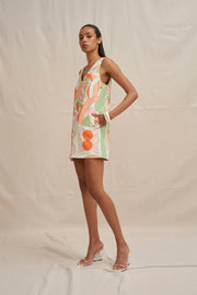 Bloomtide Mini Dress - Multi Green Peach