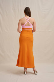 Christine Bias Midi Dress - Pink Orange