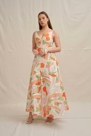 Bloomtide Maxi Dress - Multi Green Peach