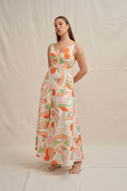 Bloomtide Maxi Dress - Multi Green Peach