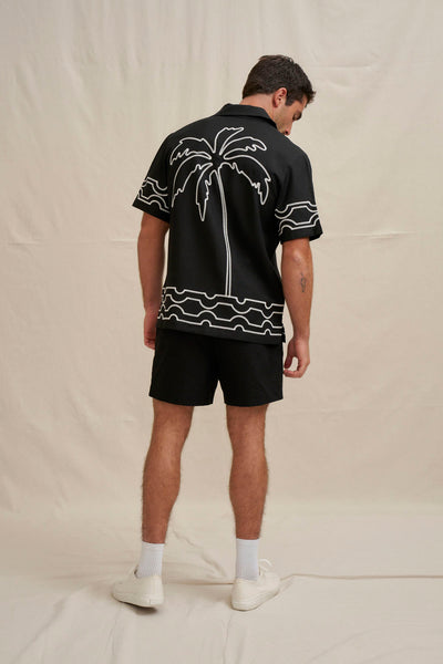 Paradise Palm Sun Shirt - Ivory Black