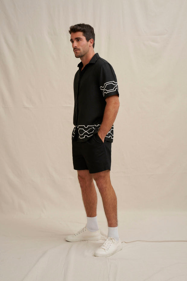 Paradise Palm Sun Shirt - Ivory Black