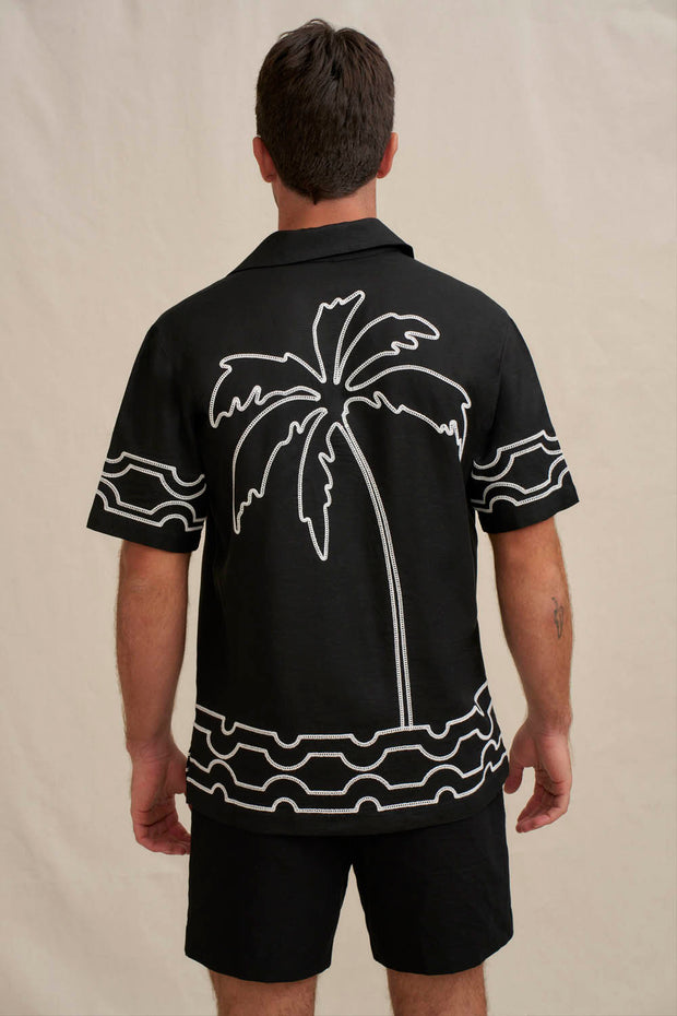Paradise Palm Sun Shirt - Ivory Black