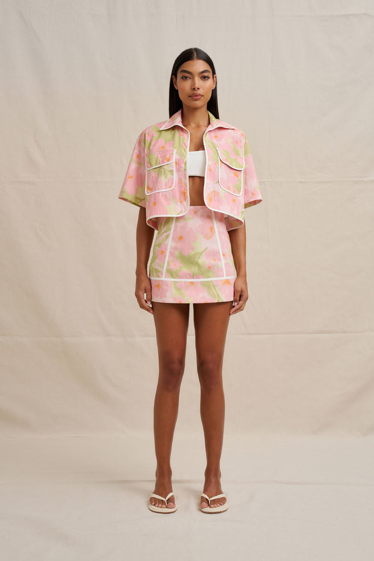 Aster Pipe Mini Skirt - Sorbet Floral