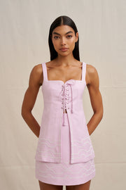 Paradise Lace Up Camisole - Ivory Lilac