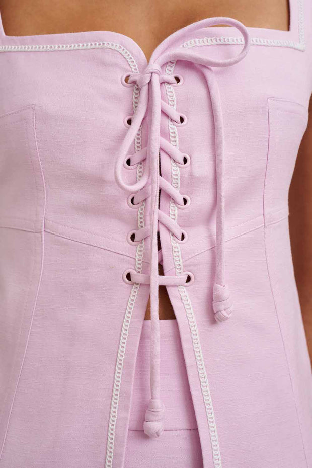 Paradise Lace Up Camisole - Ivory Lilac