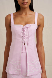 Paradise Lace Up Camisole - Ivory Lilac