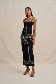 Paradise Palm Ankle Skirt - Ivory Black