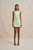Painted Palm Shell Top - Yellow Blue Ivory