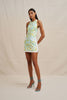Painted Palm Shell Top - Yellow Blue Ivory