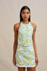 Painted Palm Shell Top - Yellow Blue Ivory