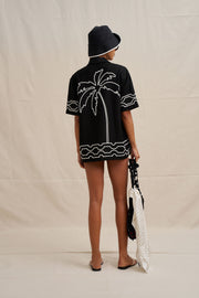 Paradise Palm Sun Shirt - Ivory Black