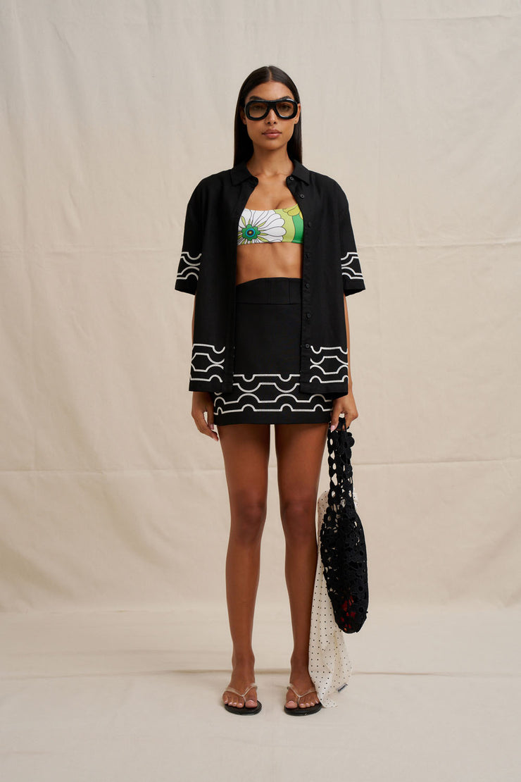 Paradise Palm Sun Shirt - Ivory Black
