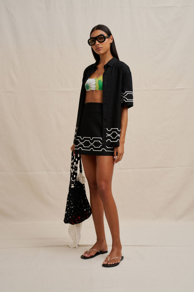 Paradise Palm Sun Shirt - Ivory Black