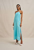 Oasis One Shoulder Maxi Dress - Ivory Aqua Blue